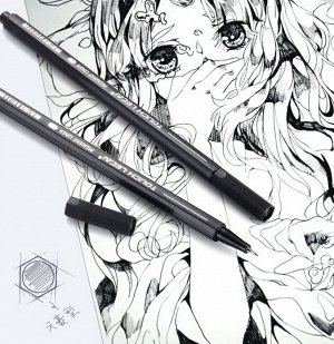 Набор капиллярных ручек (линеров) Pigment Liner (10 шт, черные, 0.2-1 мм)