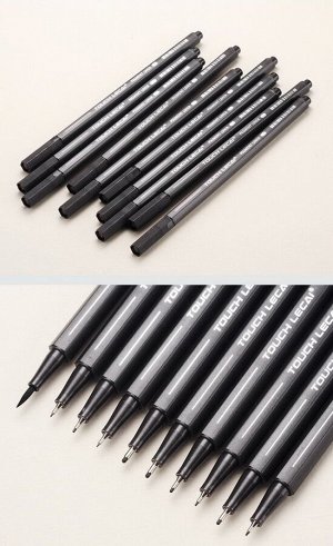 Набор капиллярных ручек (линеров) Pigment Liner (10 шт, черные, 0.2-1 мм)