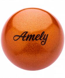 Мяч для художественной гимнастики AGB-103 19 см, оранжевый, с насыщенными блестками Amely