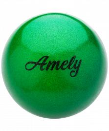 Мяч для художественной гимнастики AGB-103 19 см, зеленый, с насыщенными блестками Amely