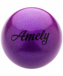 Мяч для художественной гимнастики AGB-103 19 см, фиолетовый, с насыщенными блестками Amely