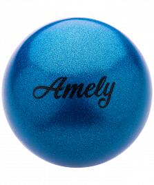 Мяч для художественной гимнастики AGB-103 19 см, синий, с насыщенными блестками Amely
