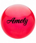Мяч для художественной гимнастики AGB-102, 15 см, красный, с блестками Amely