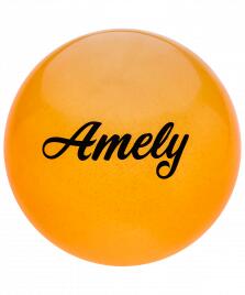 Мяч для художественной гимнастики AGB-102, 15 см, оранжевый, с блестками Amely