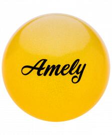 Мяч для художественной гимнастики AGB-102, 15 см, желтый, с блестками Amely