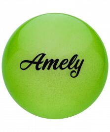 Мяч для художественной гимнастики AGB-102, 15 см, зеленый, с блестками Amely