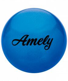Мяч для художественной гимнастики AGB-101, 15 см, синий, с блестками Amely