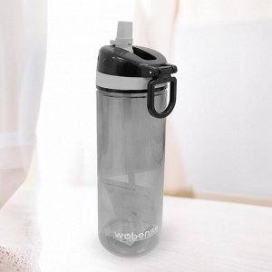 Универсальная бутылка для воды, соков, для всех типов напитков "Woben", спортивный дизайн, удобная ручка, на тренировку, прогулку, активный отдых, поездку, офис, 600 мл