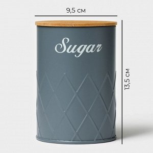 Банка для сахара Magistro Sugar Graphite, 9,5*13,5 см, цвет серый, с бамбуковой крышкой
