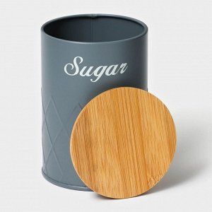 Банка для сахара Magistro Sugar Graphite, 9,5*13,5 см, цвет серый, с бамбуковой крышкой