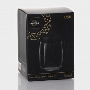 Банка для сыпучих продуктов Magistro «Плезир», 1 л, 11x16 см, с вакуумной крышкой, стекло, прозрачная