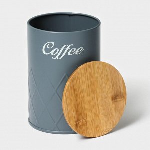 Банка для кофе Magistro Coffee Graphite, 9,5*13,5 см, цвет серый, с бамбуковой крышкой