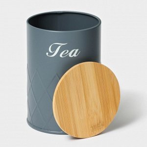 Банка для чая Magistro Tea Graphite, 9,5*13,5 см, цвет серый, с бамбуковой крышкой
