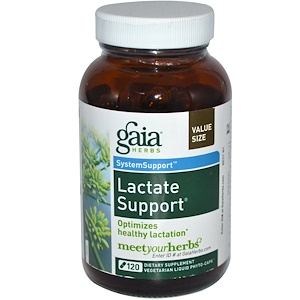 Gaia Herbs, Lactate Support, 120 растительных фитокапсул с жидкостью