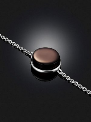 Лёгкий стильный браслет с чёрным янтарём «Фурор»