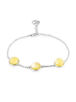 Элегантный браслет с медовым янтарём «Фурор»