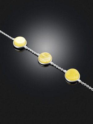 Элегантный браслет с медовым янтарём «Фурор»