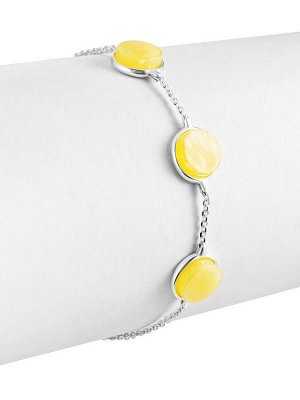 Элегантный браслет с медовым янтарём «Фурор»