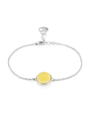 Элегантный браслет-цепочка с медовым янтарём «Фурор»