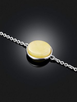 Элегантный браслет-цепочка с медовым янтарём «Фурор»