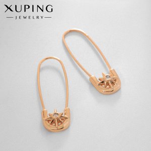 Серьги со стразами XUPING булавка безупречность, белые в розовом золоте
