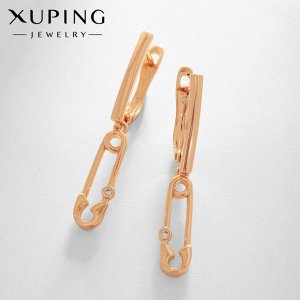 Серьги со стразами XUPING булавка, белые в розовом золоте