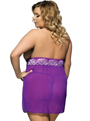 Сорочка с кружевным лифом, фиолетовая