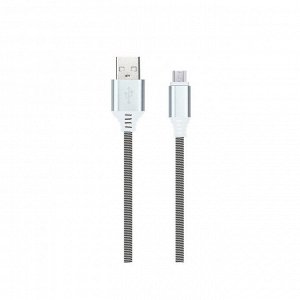 Кабель Smartbuy iK-12NS, USB2.0 (A) - microUSB (B), в оплетке, 2A output, 1м, белый, черный