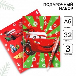 Подарочный набор канцелярии «С новым годом», блокнот А6, ручка, наклейки, «Тачки»