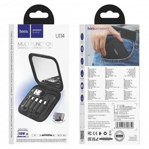 Кабель Hoco U114, Type-C - Type-C,адапт Micro-Type-С/Lightning-Type-C/USB-Type-C,3А, чёрный