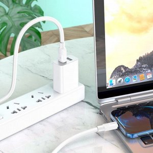 Кабель Hoco X84, Lightning - USB, 2.4 А, 1 м, передача данных, ПВХ, белый
