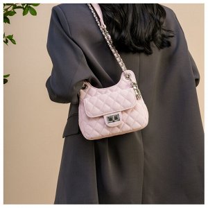 Женская сумка из экокожи, на цепочке, с декоративной отстрочкой и брелоком, цвет розовый