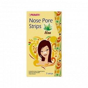 Очищающие поры стрипы (пластыри) "Prreti" для носа с экстрактом алоэ-вера "Nose Pore Strips Aloe" 3 шт