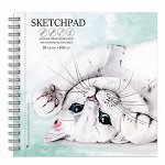 SCE 62833 Скетчпад &quot;Игривый кот&quot; 195*195 20л, 160 гр, для акварели, на спирали (1/4/24), , шт