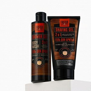 Подарочный набор косметики Real men, гель для душа 250 мл и гель для бритья 110 мл, аромат сандала и ванили, HARD LINE