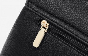 Женская сумка-сэтчел из экокожи, с одной ручкой, широким съёмным ремешком и клапаном с магнитной застёжкой, цвет чёрный
