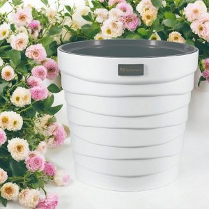 La Decoro Горшок для цветов &quot;Бархан&quot; 7,5л, цвет белый, с вкладкой