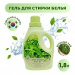 Washen гель для стирки 1,8 л концентрат для всех типов белья зеленый чай пластиковая бутылка