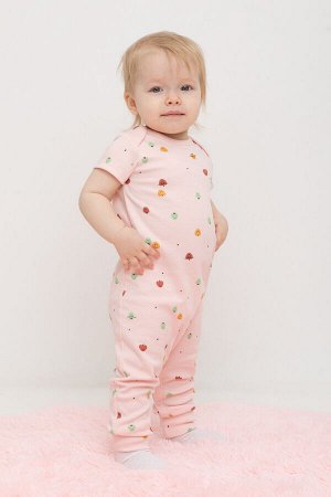 Полукомбинезон(Весна-Лето)+baby (бежево-розовый, яблочки)