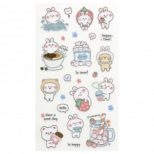 Наклейки объемные MESHU ""Bubble bunny"", 10*23см, с блестками, пакет европодвес
