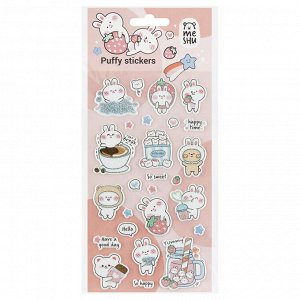Наклейки объемные MESHU ""Bubble bunny"", 10*23см, с блестками, пакет европодвес