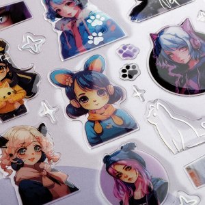 Наклейки гелевые MESHU ""Neko"", 10*23см, пакет европодвес