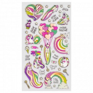 Наклейки гелевые MESHU ""Rainbow unicorn"", 10*23см, пакет европодвес