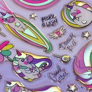 Наклейки гелевые MESHU ""Rainbow unicorn"", 10*23см, пакет европодвес