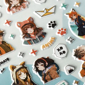 Наклейки объемные MESHU ""Neko"", 10*23см, пакет европодвес