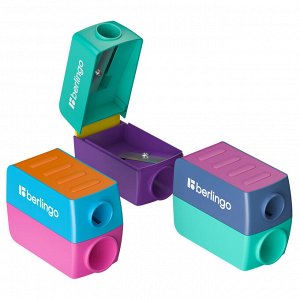 Точилка пластиковая Berlingo ""ColorShift"" 2 отверстия, контейнер, ассорти, туба