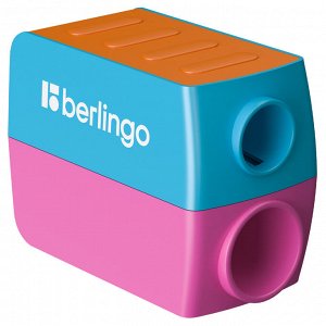 Точилка пластиковая Berlingo ""ColorShift"" 2 отверстия, контейнер, ассорти, туба