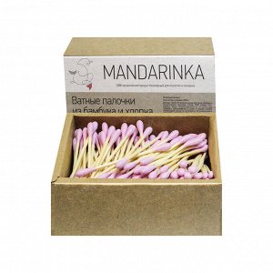MANDARINKA ватные палочки ЭКО бамбук 200 шт круглая намотка карт./уп