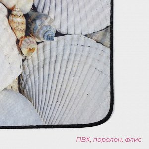 Коврики для ванной и туалета Доляна «Ракушки», 2 шт., 40x45 см, 45x75 см