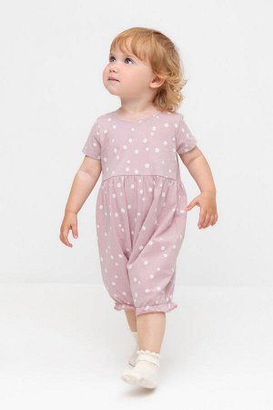 Полукомбинезон(Весна-Лето)+baby (розово-сиреневый, белые цветочки)